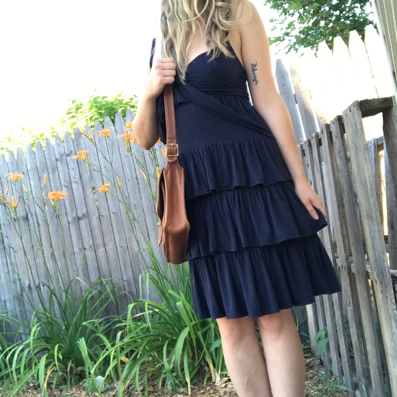 J Crew Navy Knit Tiered Dress - Picture 4 of 6